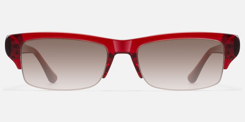 Kairo - Red Acetate Semi Rimless Sunglasses | Vooglam
