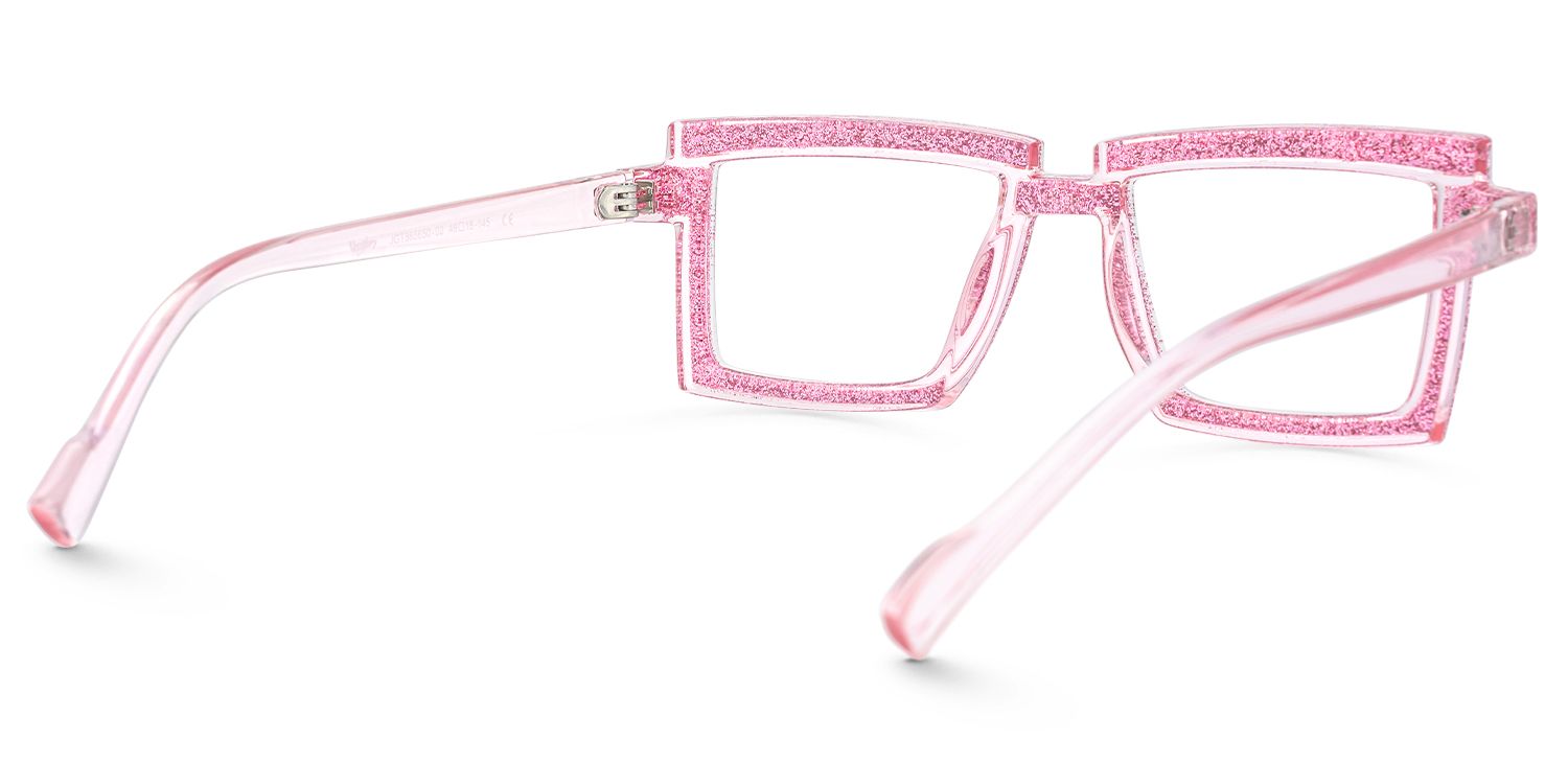 Pandeia - Rectangle Pink Eyeglasses by Vooglam - Side View
