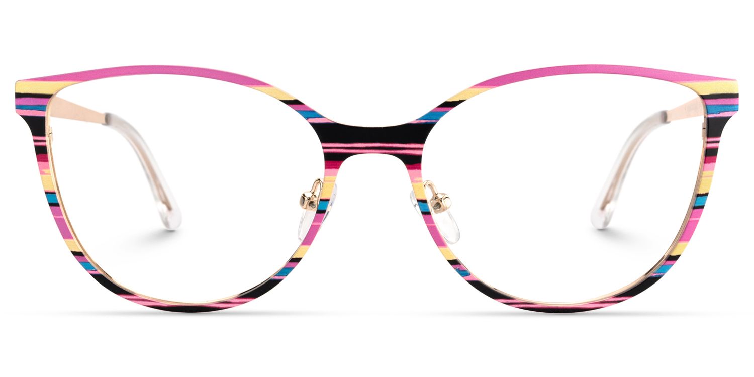 Maina - Round Pink Eyeglasses | Vooglam Angle View