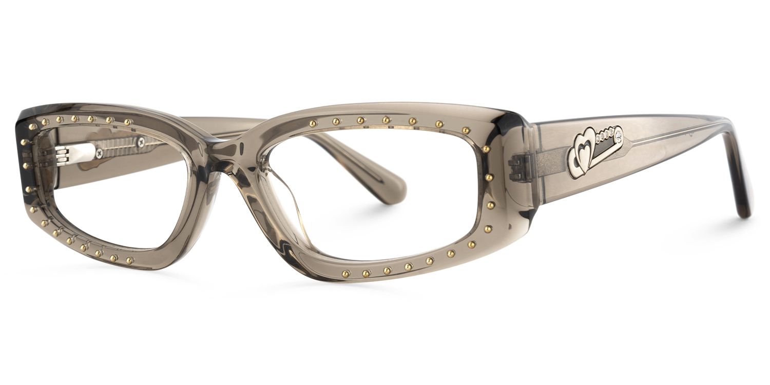 Quentin - Rectangle Grey Eyeglasses | Vooglam Front View
