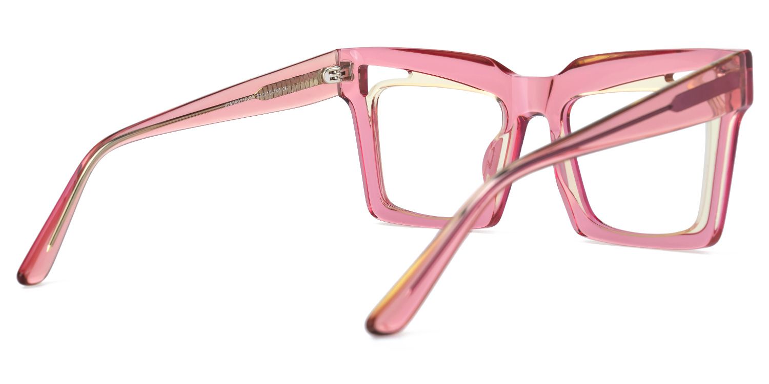 Emberlei - Square Pink Eyeglasses by Vooglam - Side View