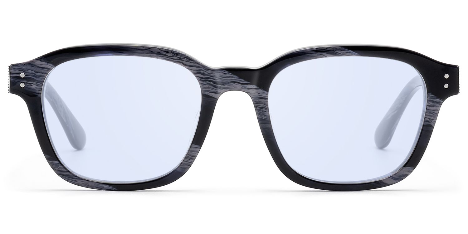 Frame Size of Rainier - Blue Lens Dark Blue Horn Sunglasses | Vooglam