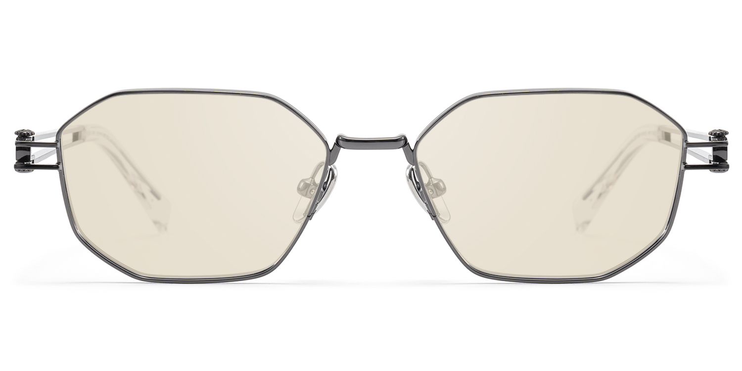 Frame Size of Loos - Gunmetal Double Wire Geometric Sunglasses | Vooglam