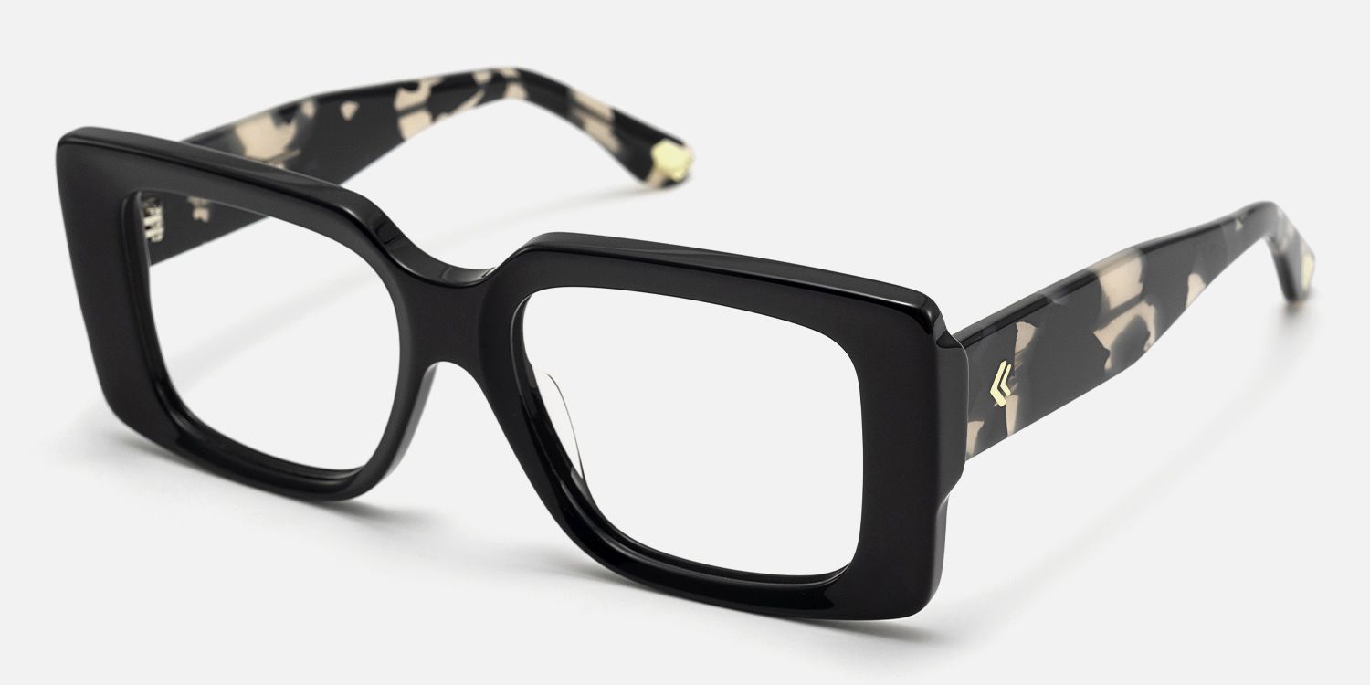 Kente - Rectangle Black Eyeglasses | Vooglam Front View