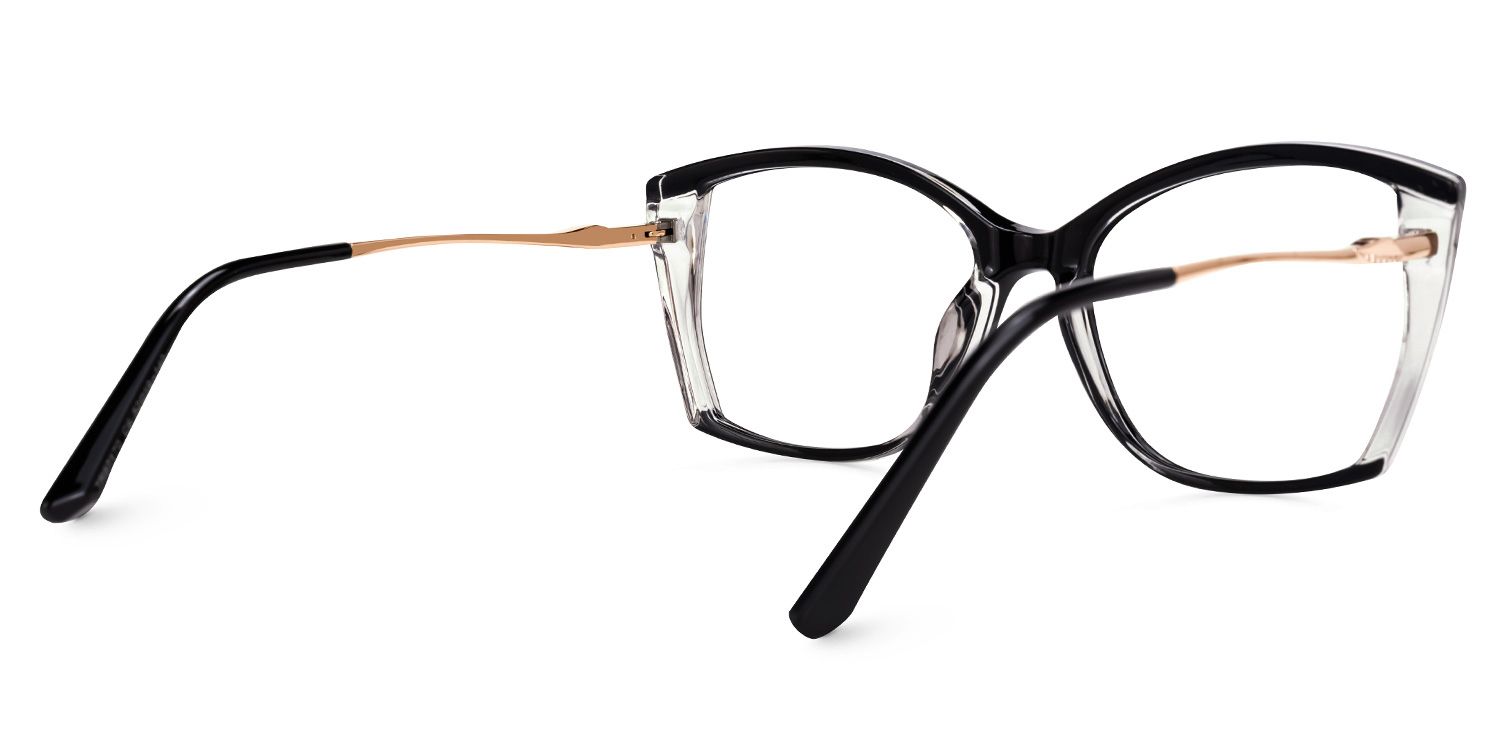 Edzia - Geometric Black Eyeglasses | Vooglam Side View
