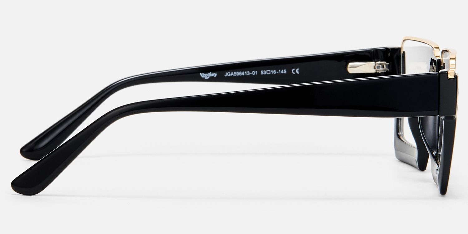 Dardhan - Black Thick Rimmed Glasses | Vooglam Side View