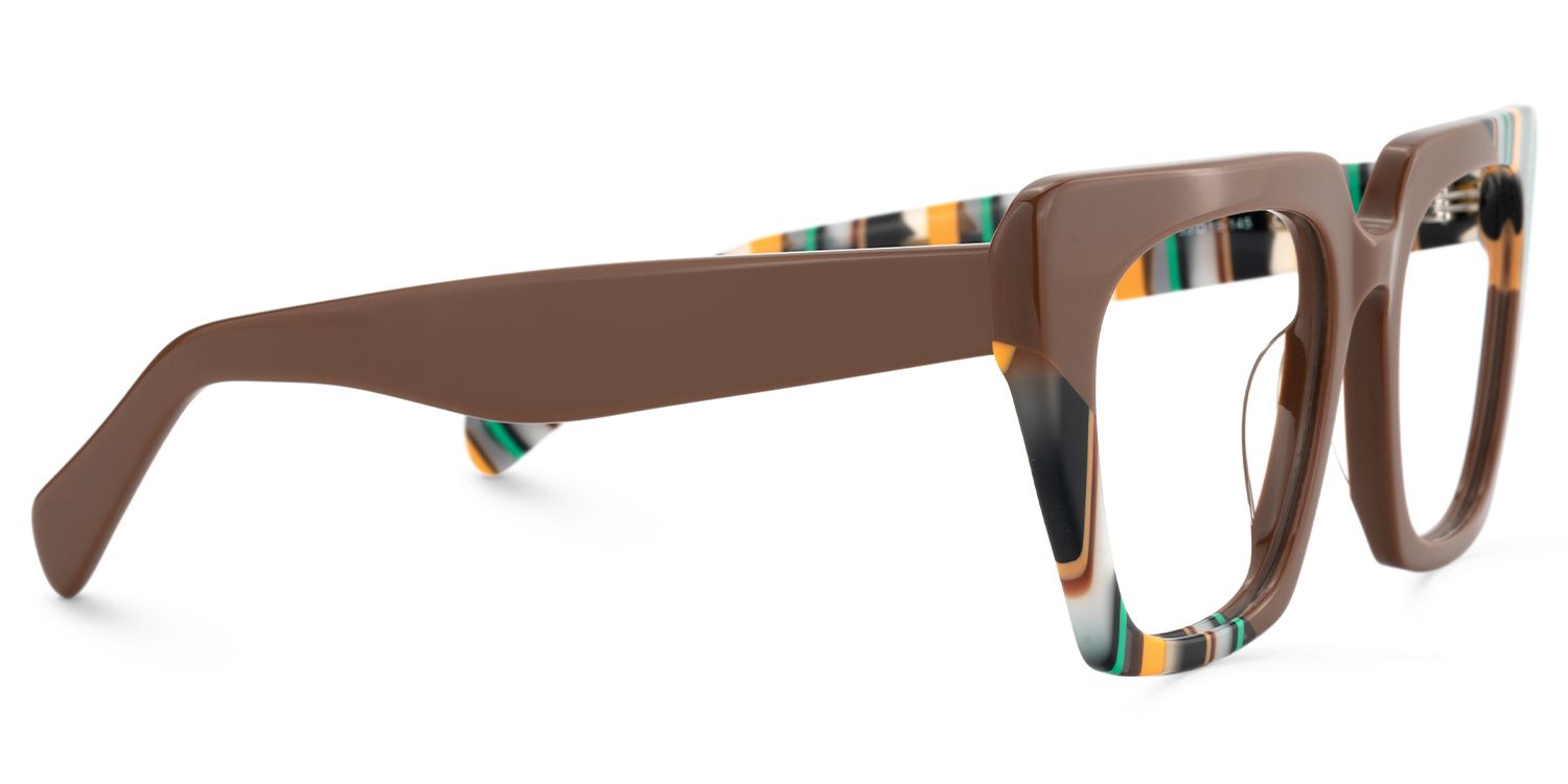 Sanna - Square Brown Eyeglasses | Vooglam 4