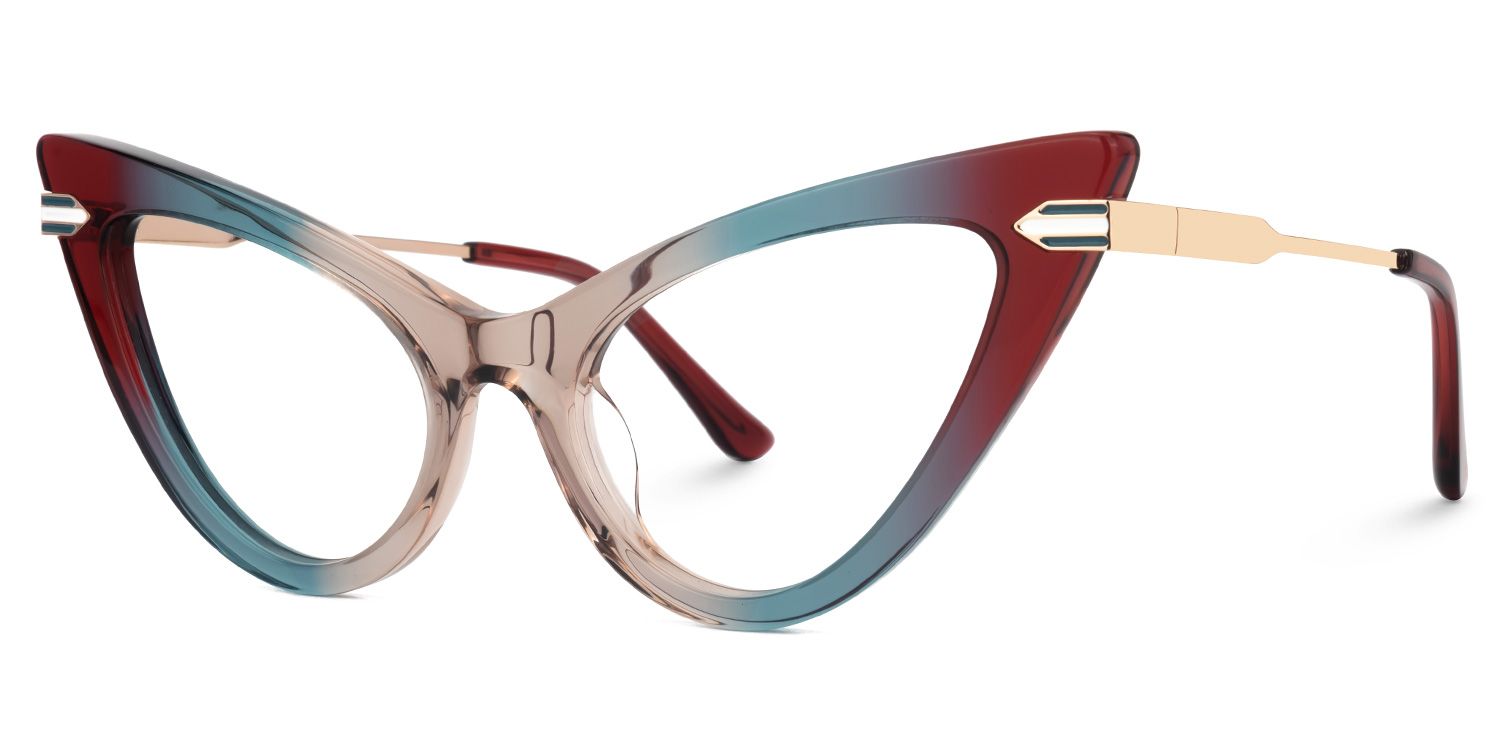 Fariat - Cat Eye Blue/Red Eyeglasses | Vooglam Front View