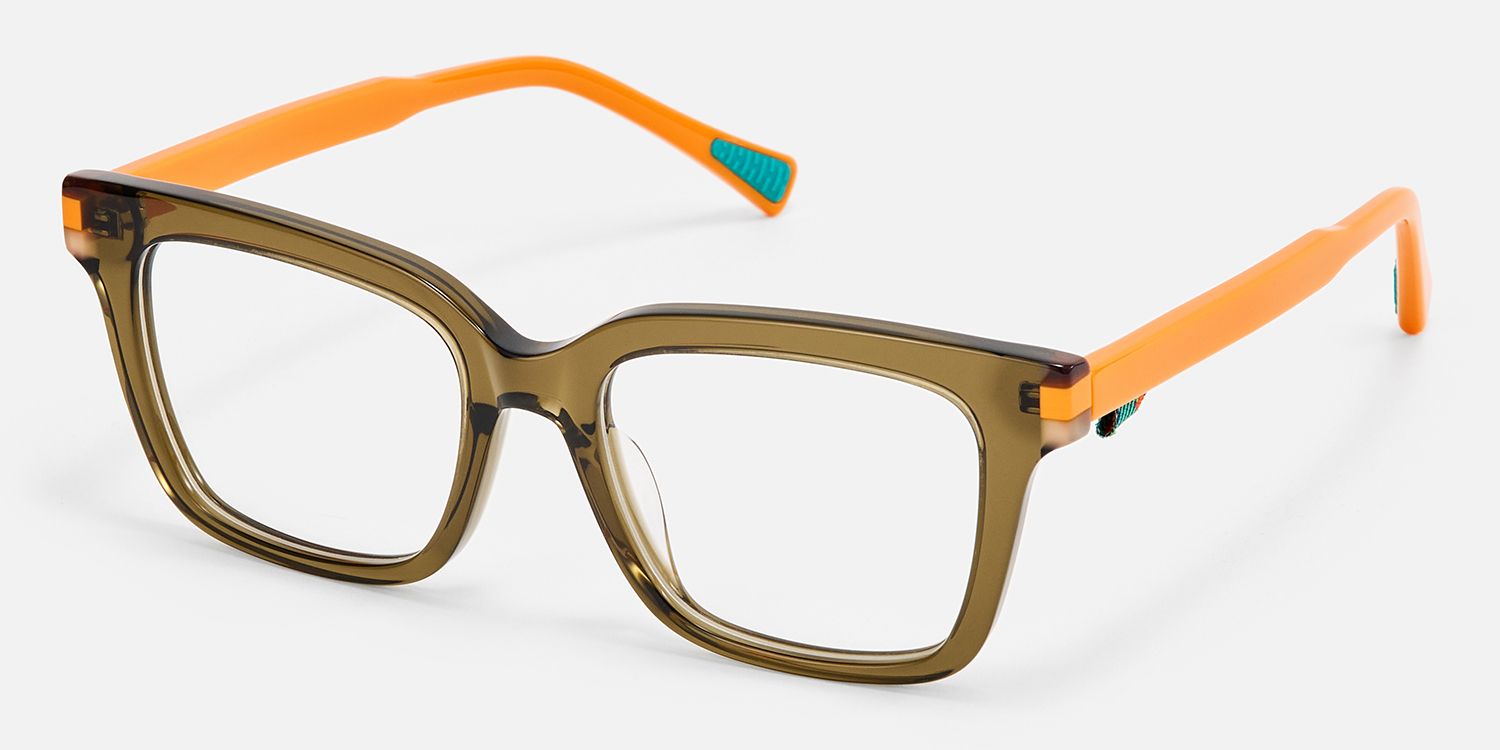 Nomad - Rectangle Green Eyeglasses | Vooglam Front View