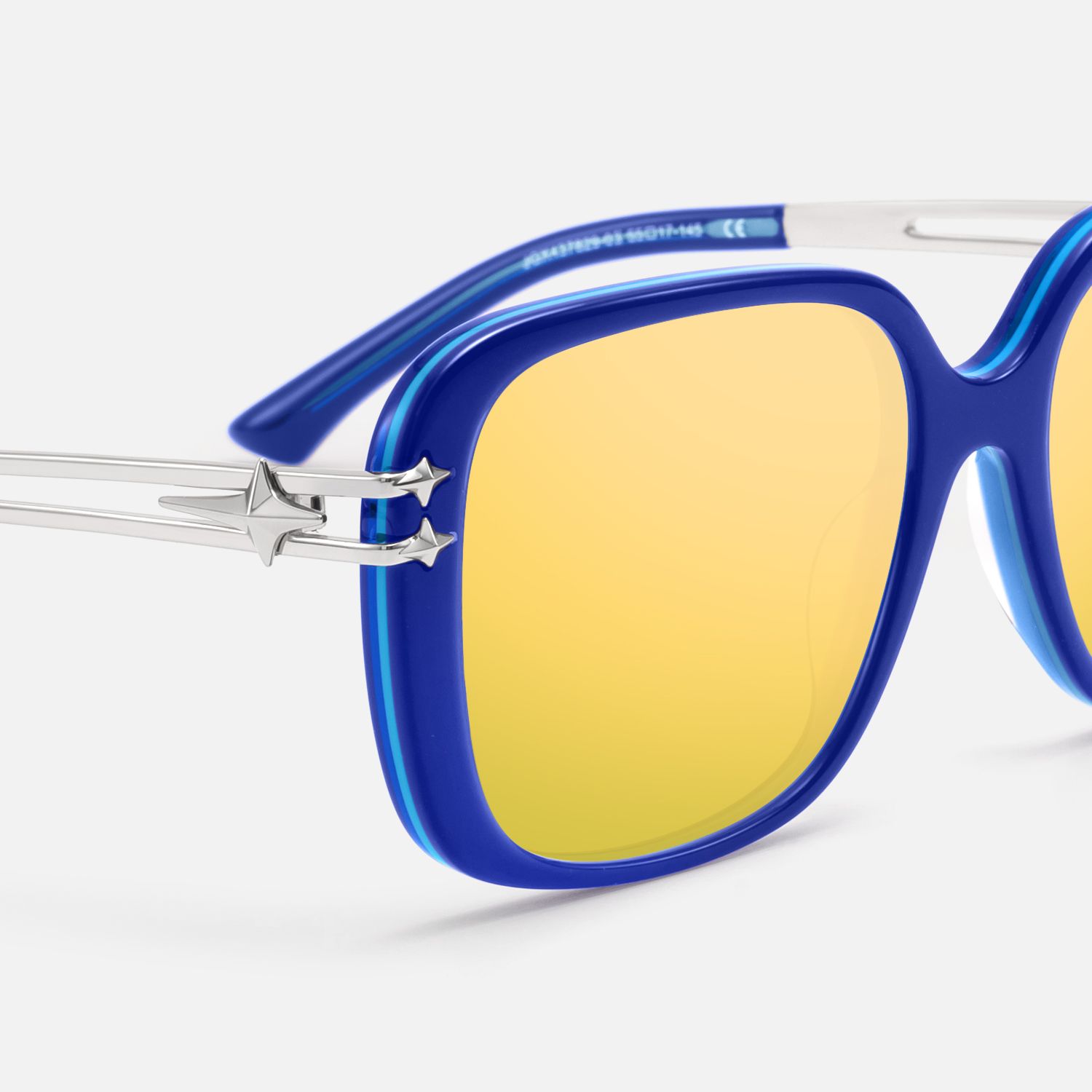 Nova - Bright Blue Gold Mirrored Y2K Star Shades by Vooglam - Design Details