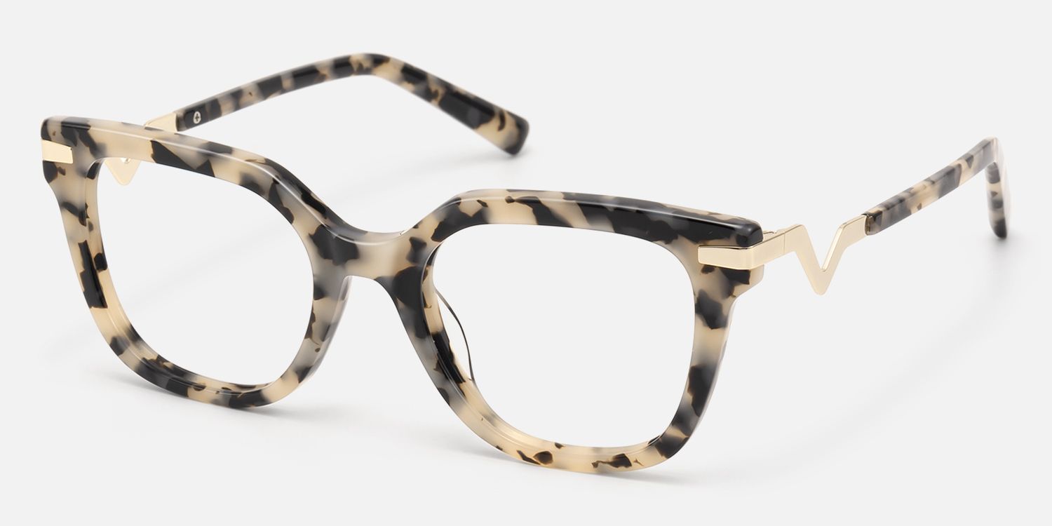 Natala - Rectangle Tortoise Eyeglasses by Vooglam - Front View