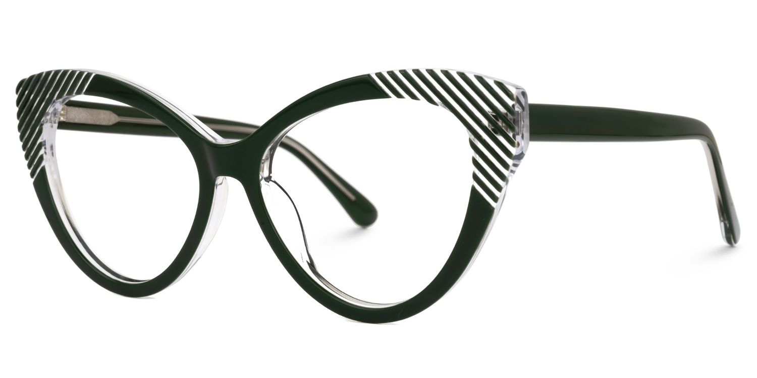 Danail - Cat Eye Green Eyeglasses | Vooglam Front View