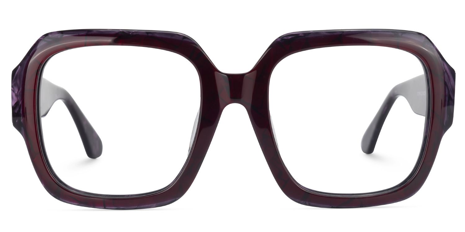 Paz - Square Purple Eyeglasses | Vooglam Angle View