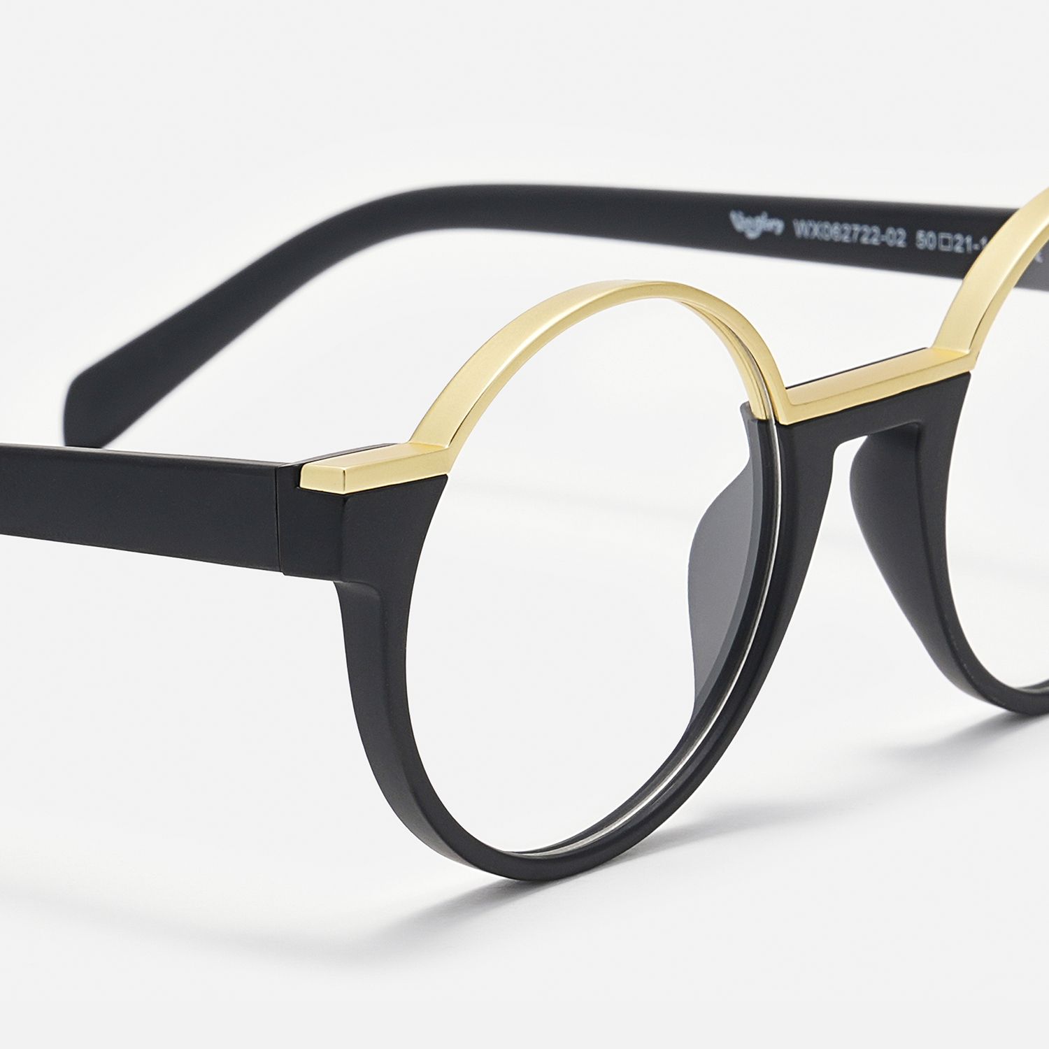 Latina - Retro Round Black & Gold Glasses product detail 4