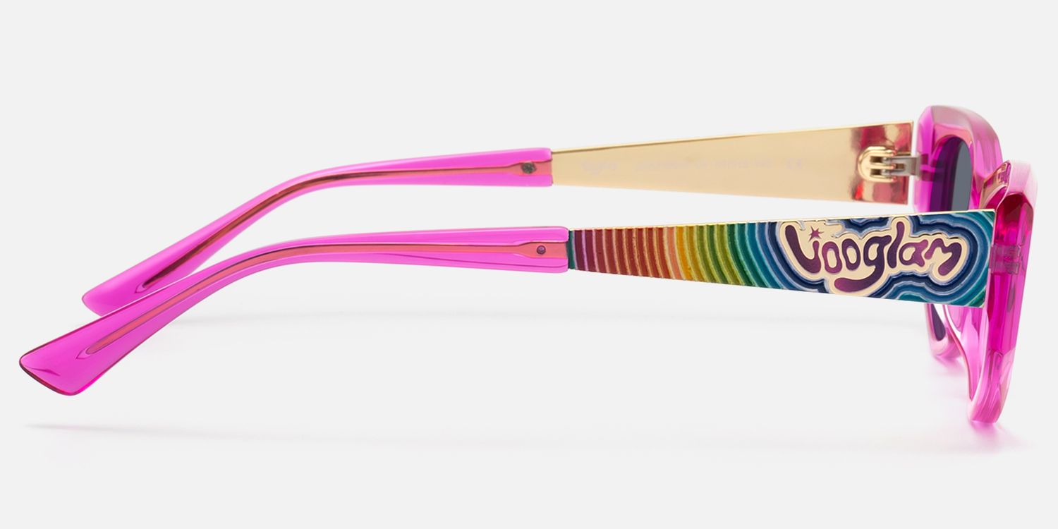 Tahiya - Geometric Pink Sunglasses by Vooglam - Side View