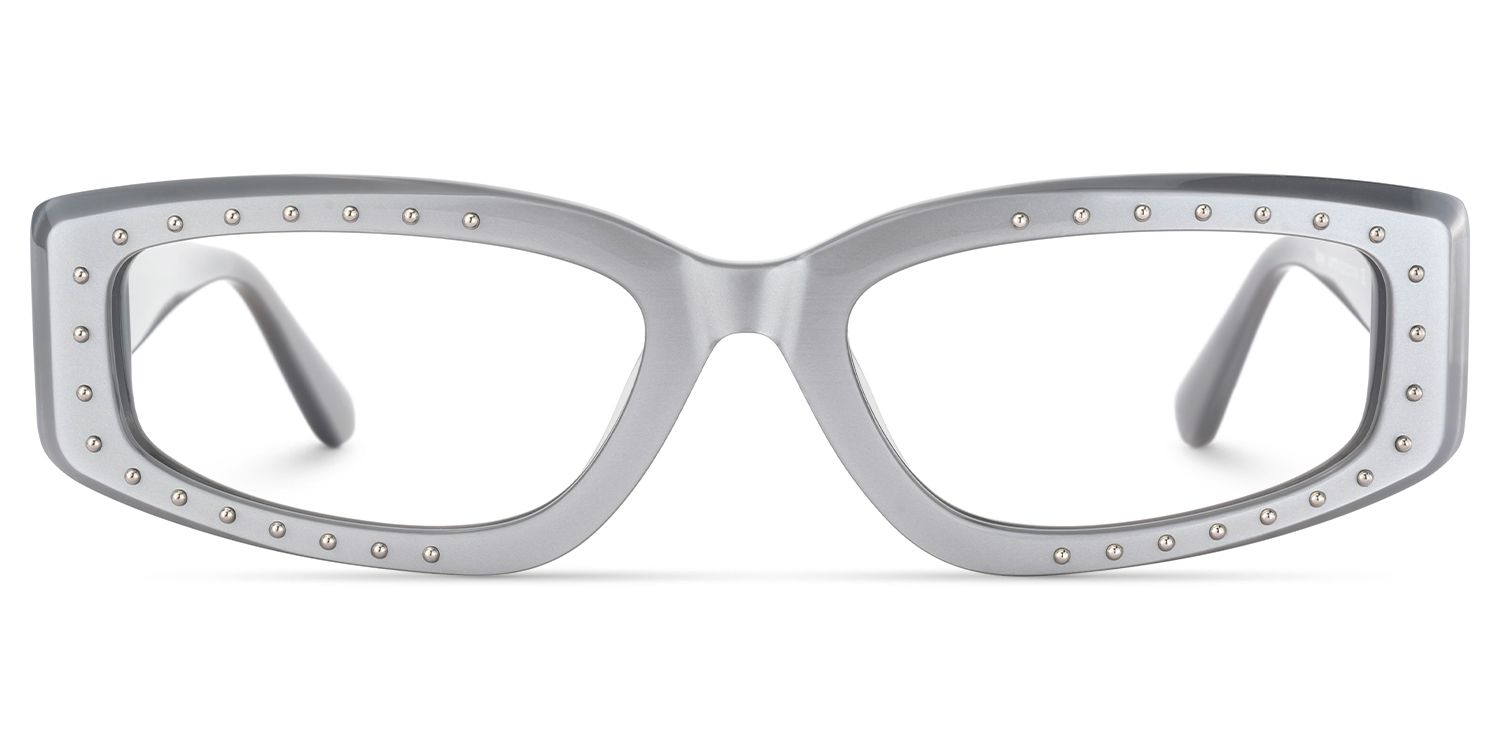 Quentin - Rectangle Silver Eyeglasses | Vooglam Angle View