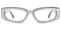 Quentin - Rectangle Silver Eyeglasses | Vooglam Angle View
