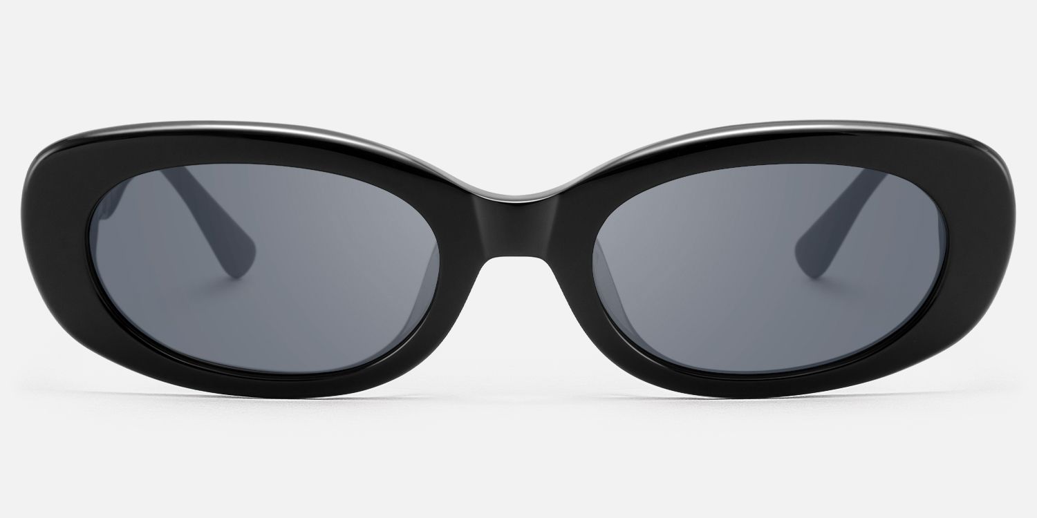 SHHHH~ - Oval Black Sunglasses | Vooglam Angle View