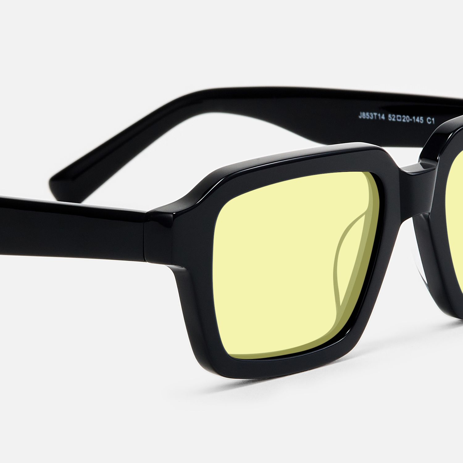 Jet - Rectangle Black Sunglasses | Vooglam Design Details