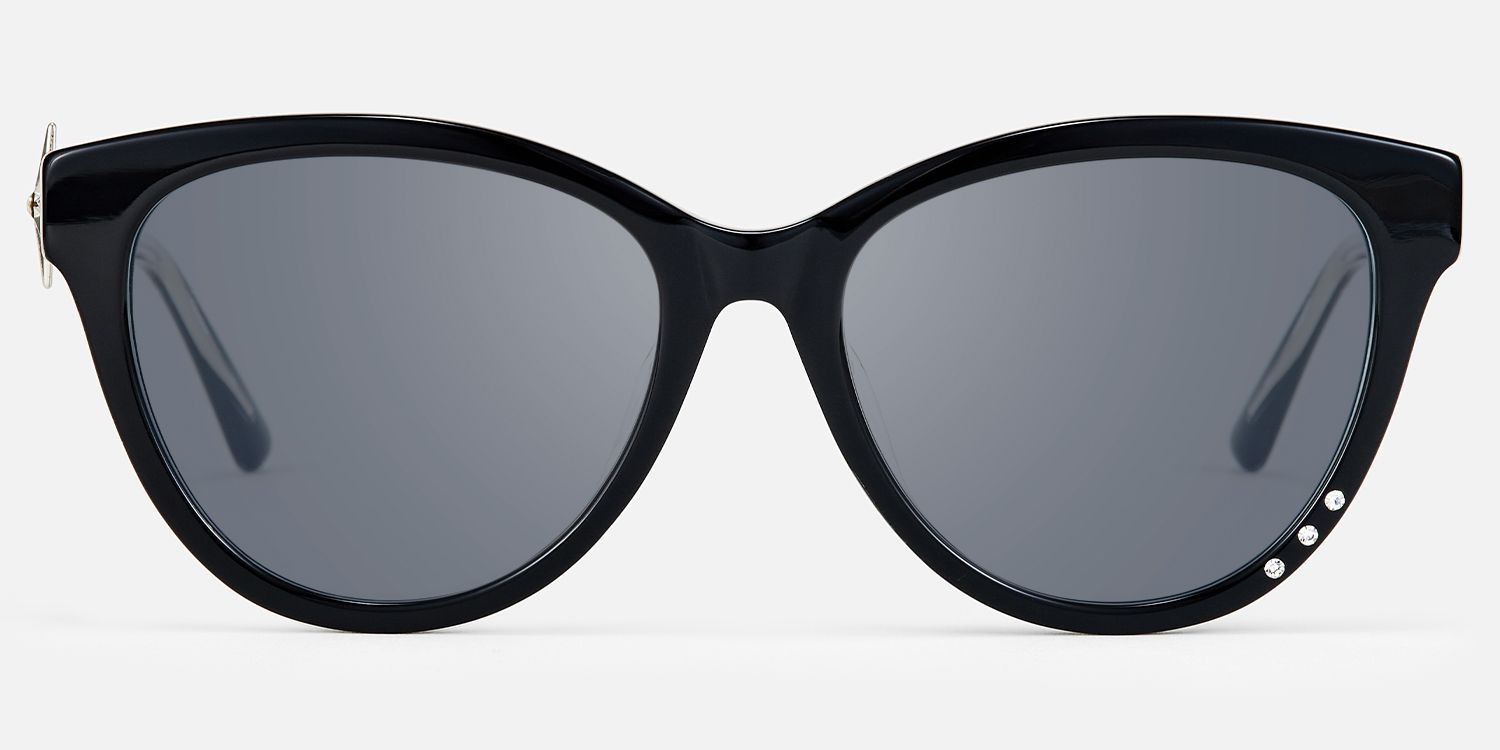 Shine in silence - Cat Eye Black Sunglasses | Vooglam Angle View