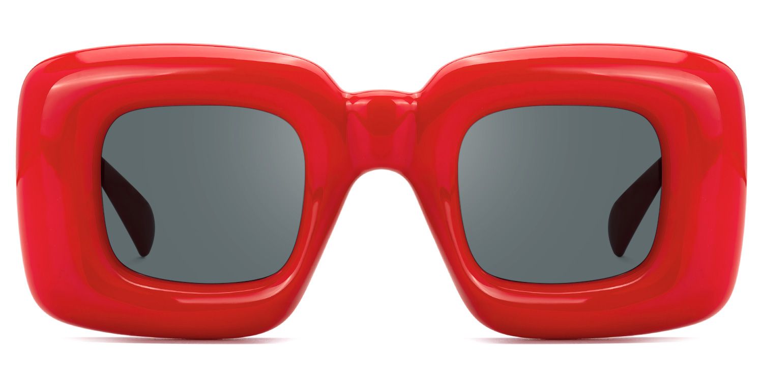 Jacinthe - Square Red Prescription Sunglasses | Vooglam Angle View