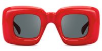 Jacinthe - Square Red Prescription Sunglasses | Vooglam Angle View