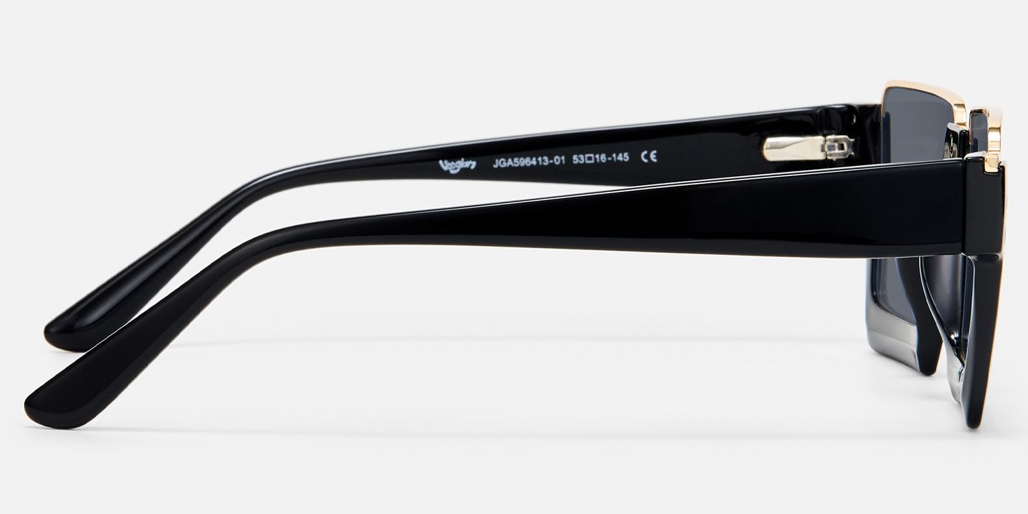 Dardhan - Rectangle Black Sunglasses | Vooglam Side View