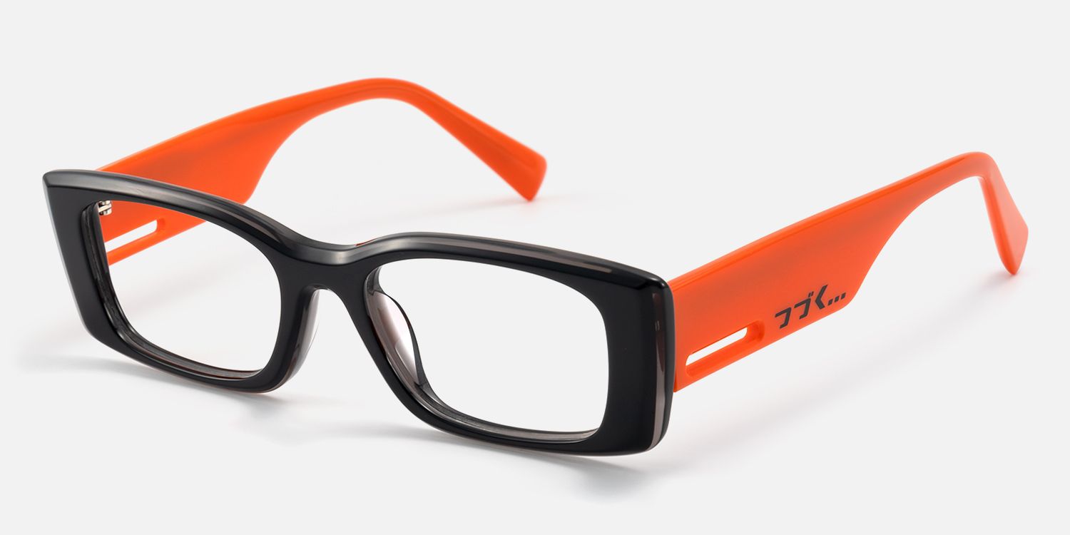 Horizon - Rectangle Black Eyeglasses | Vooglam Front View