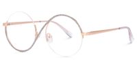 Manley - Glitter-Accented Rose Gold Round Glasses | Vooglam Front View
