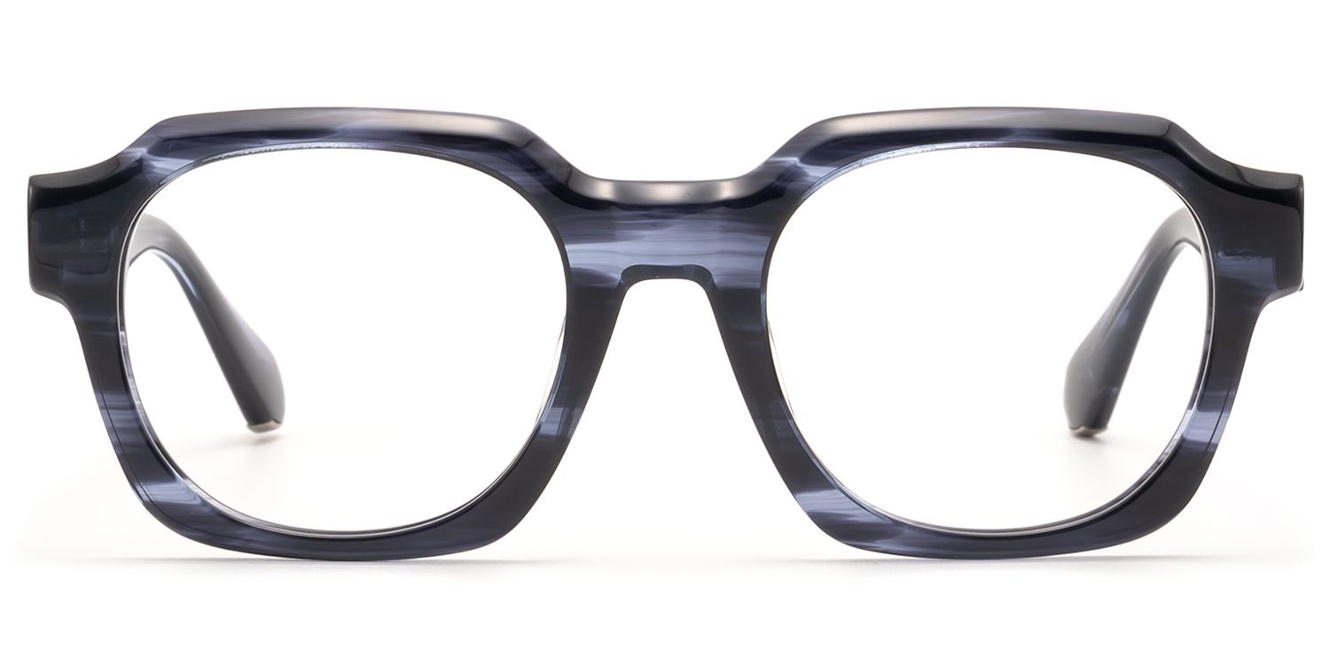 Frame Size of Vernon - Clear Dark Blue Fluid Texture Glasses | Vooglam