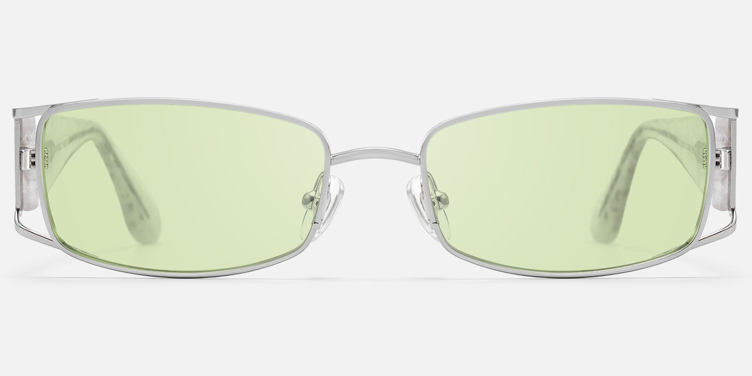 Wren - Social Event Rectangle Silver Sunglasses | Vooglam Angle View