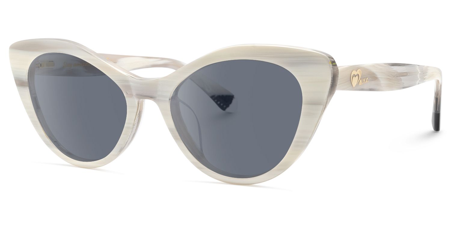 Naira - Cat Eye White Prescription Sunglasses by Vooglam - Front View