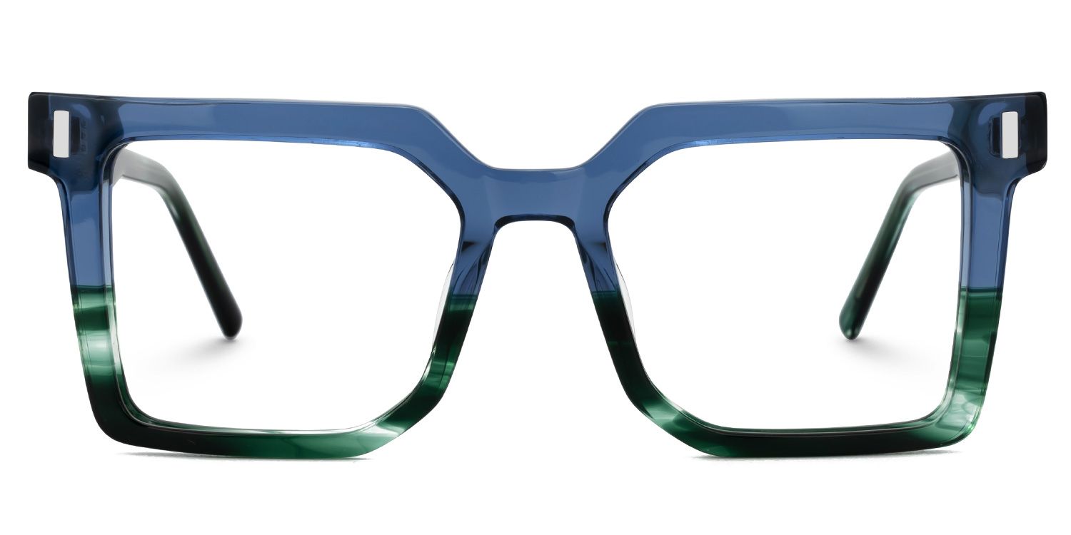 Nadie - Square Blue Eyeglasses | Vooglam Angle View