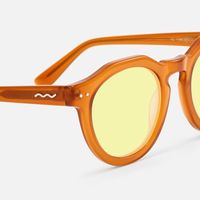 Aubrey - Amber Geometric Round Sunglasses | Vooglam Design Details