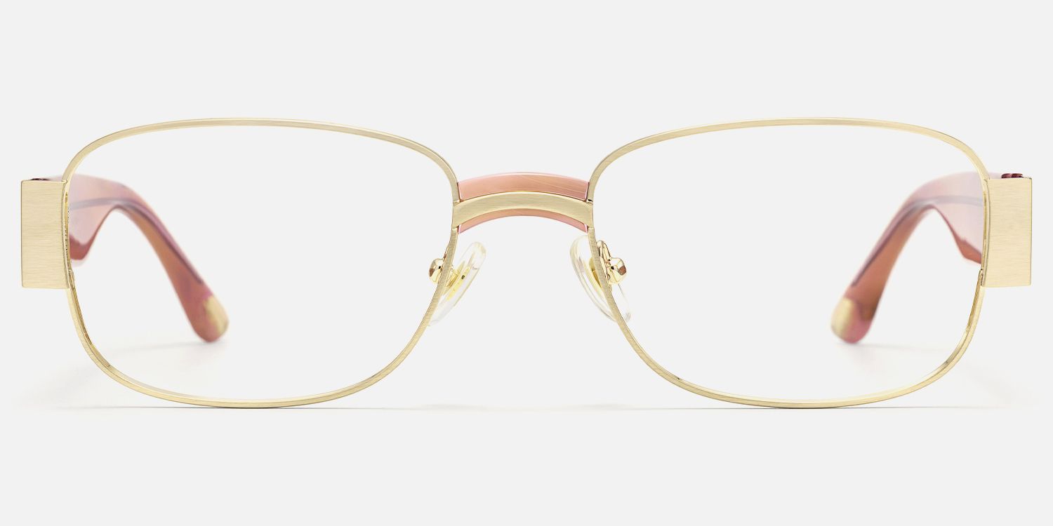 Nyame - Rectangle Gold Eyeglasses | Vooglam Angle View