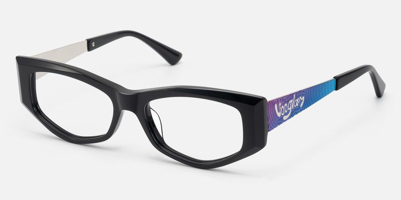 Tahiya - Geometric Black Eyeglasses by Vooglam