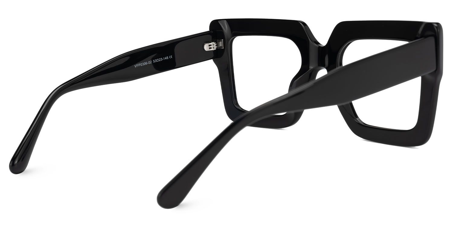 Charisse - Bold Chunky Square Black Glasses | Vooglam Side View