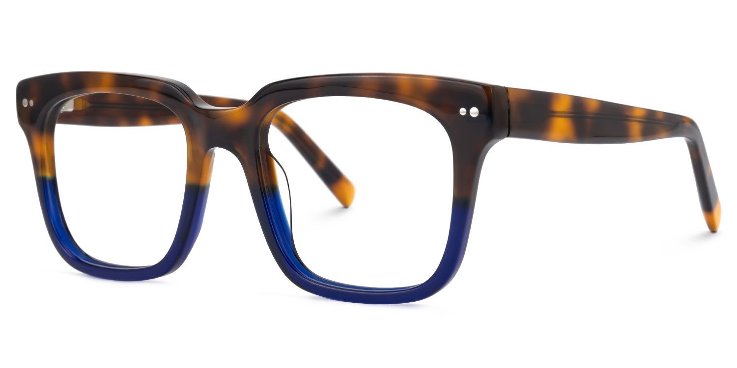 Elisedd - Square Blue/Tortoise Eyeglasses | Vooglam Front View