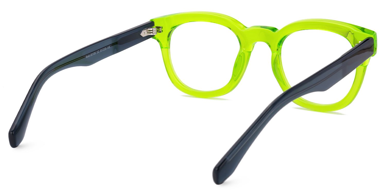 Haina - Round Green Eyeglasses | Vooglam Side View