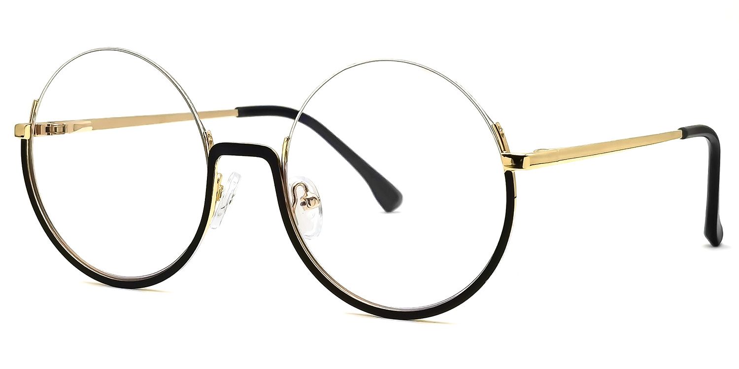 Raleigh - Round Black Eyeglasses | Vooglam Front View
