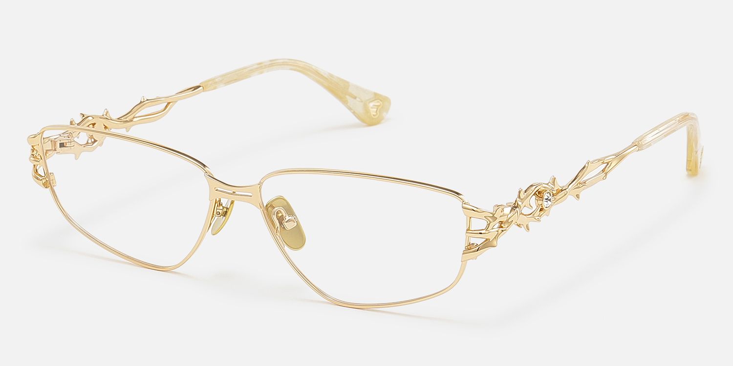 Spine - Geometric Gold Eyeglasses | Vooglam Front View