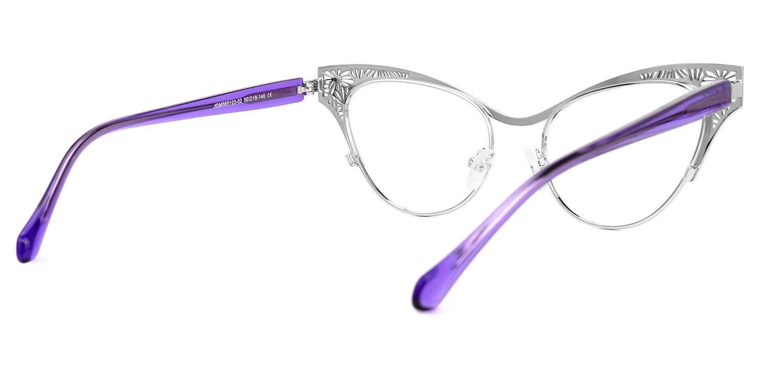 Callista - Cat Eye Purple/Silver Eyeglasses | Vooglam Side View