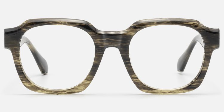 Vernon - Raw Texture Clear Brown Horn Glasses | Vooglam