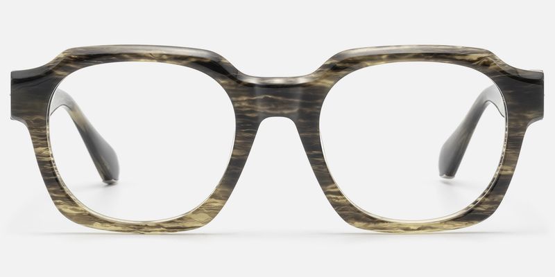 Vernon - Raw Texture Clear Brown Horn Glasses | Vooglam