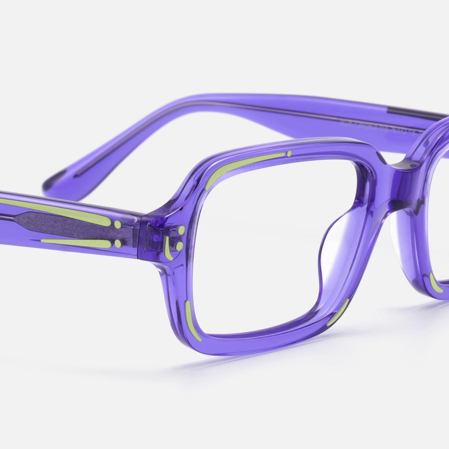 Pixel - Purple Comic Narrow Rectangle Glasses by Vooglam - Design Details