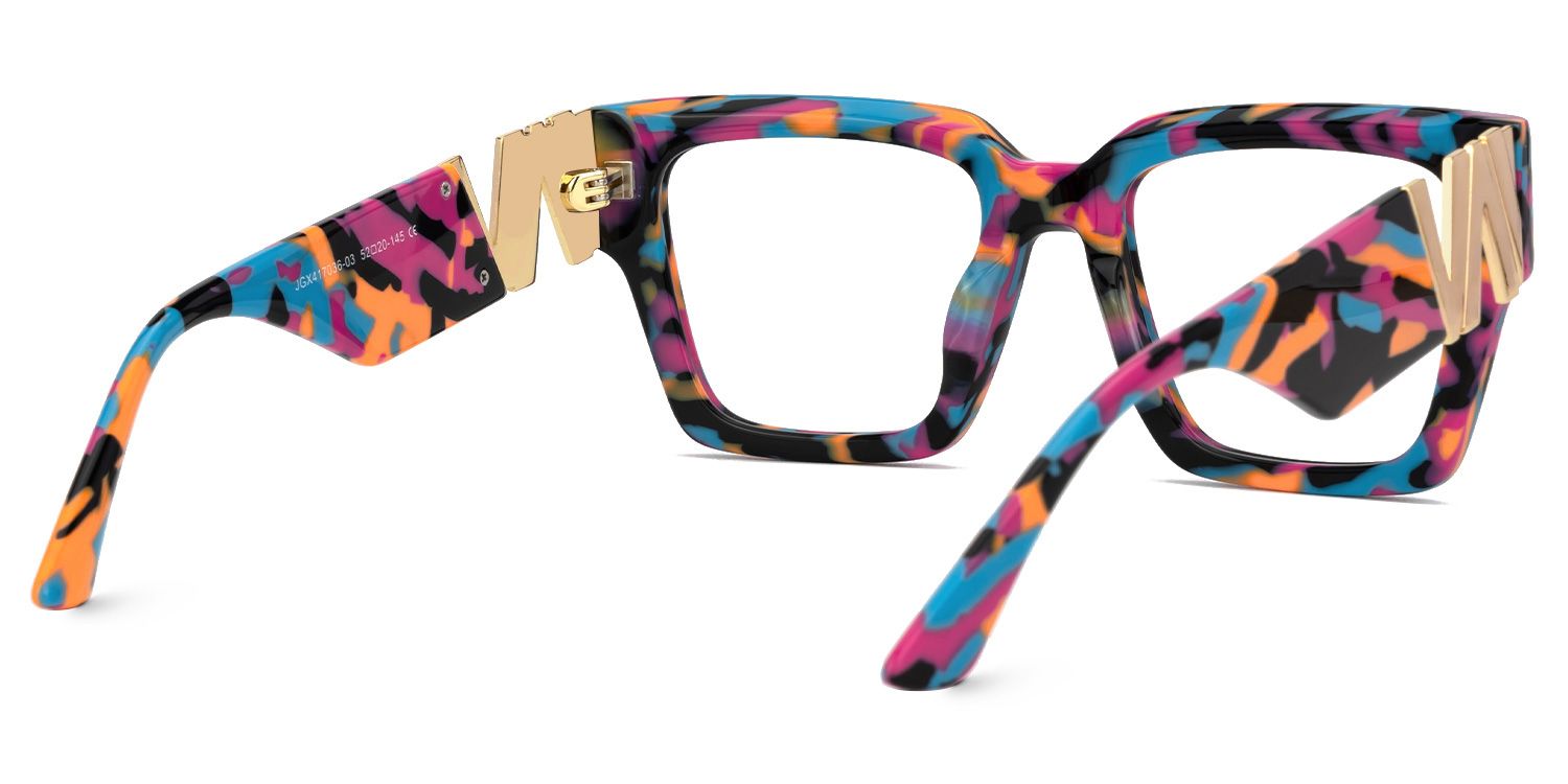 Felician - Square Multicolor Eyeglasses | Vooglam Side View