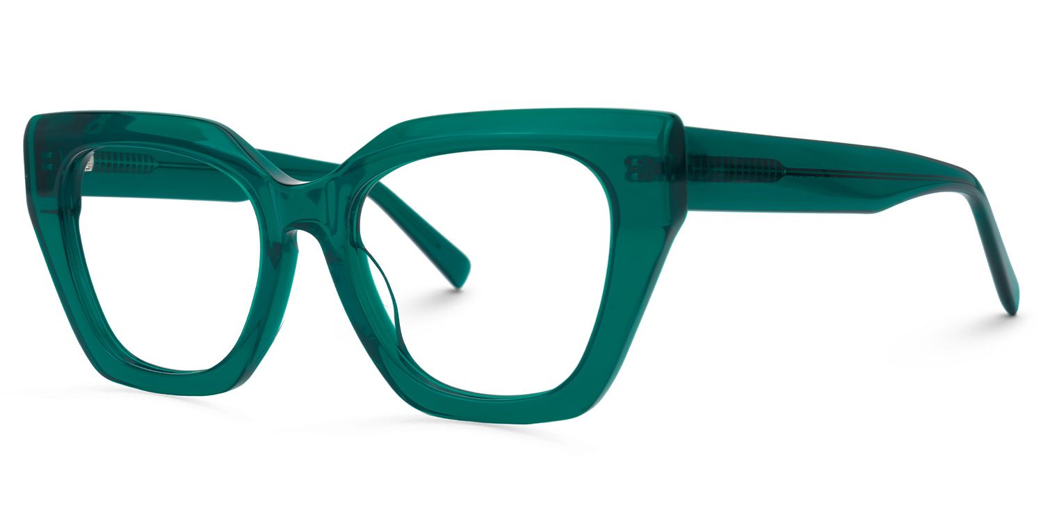Elisheba - Cat Eye Green Eyeglasses | Vooglam Front View