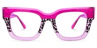 Lalasa - Pink Glitter Glasses Frames Leopard Print | Vooglam Angle View