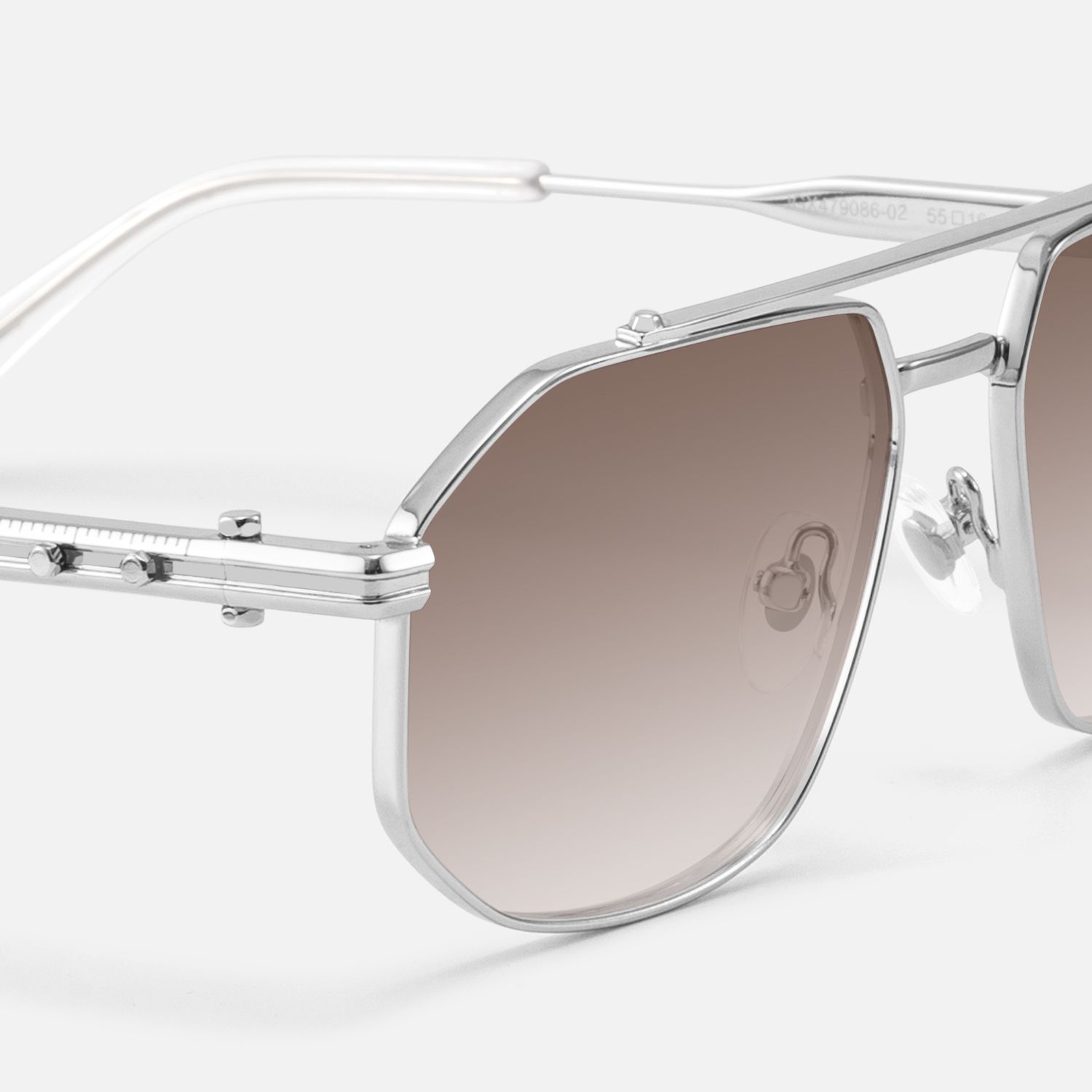 Ando - Silver Gradient Brown Lens Sunglasses | Vooglam Design Details