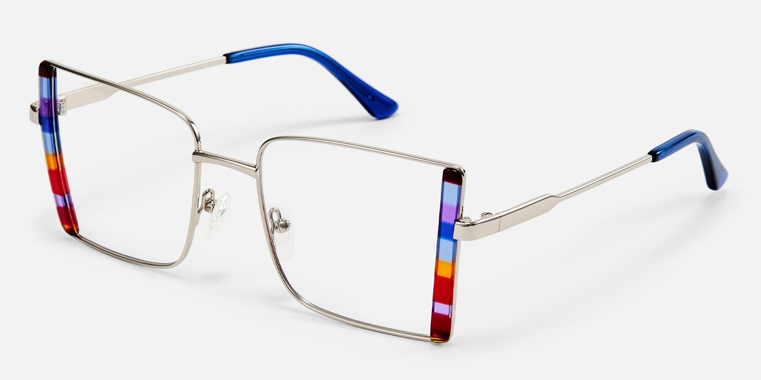 Denzel - Colorful Square Glasses with Bohemian Flair | Vooglam Front View